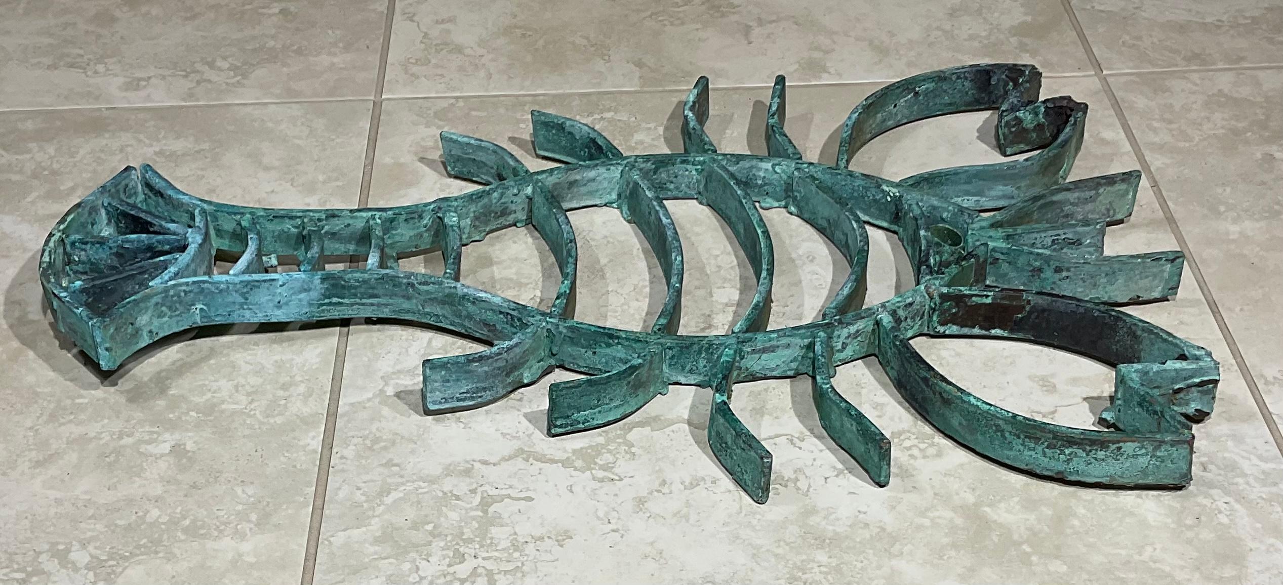 Exceptional crab sculpture artistically made from solid copper originally were part of very impressive gate salvaged from south Florida, will look great as architectural wall hanging indoor or outdoor, will not rust beautiful oxidization color.