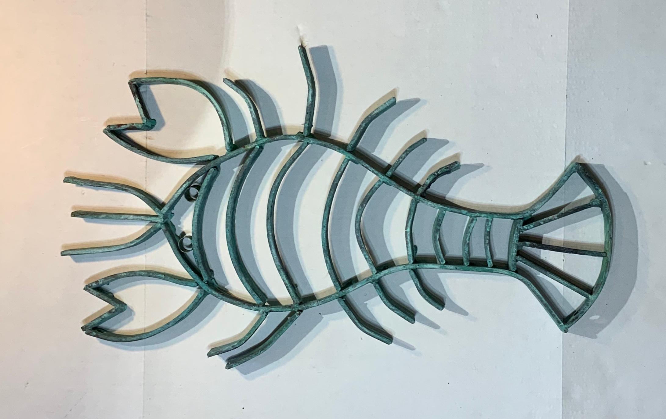 Vintage Copper Architectural Crab Wall Hanging Sculpture In Good Condition In Delray Beach, FL