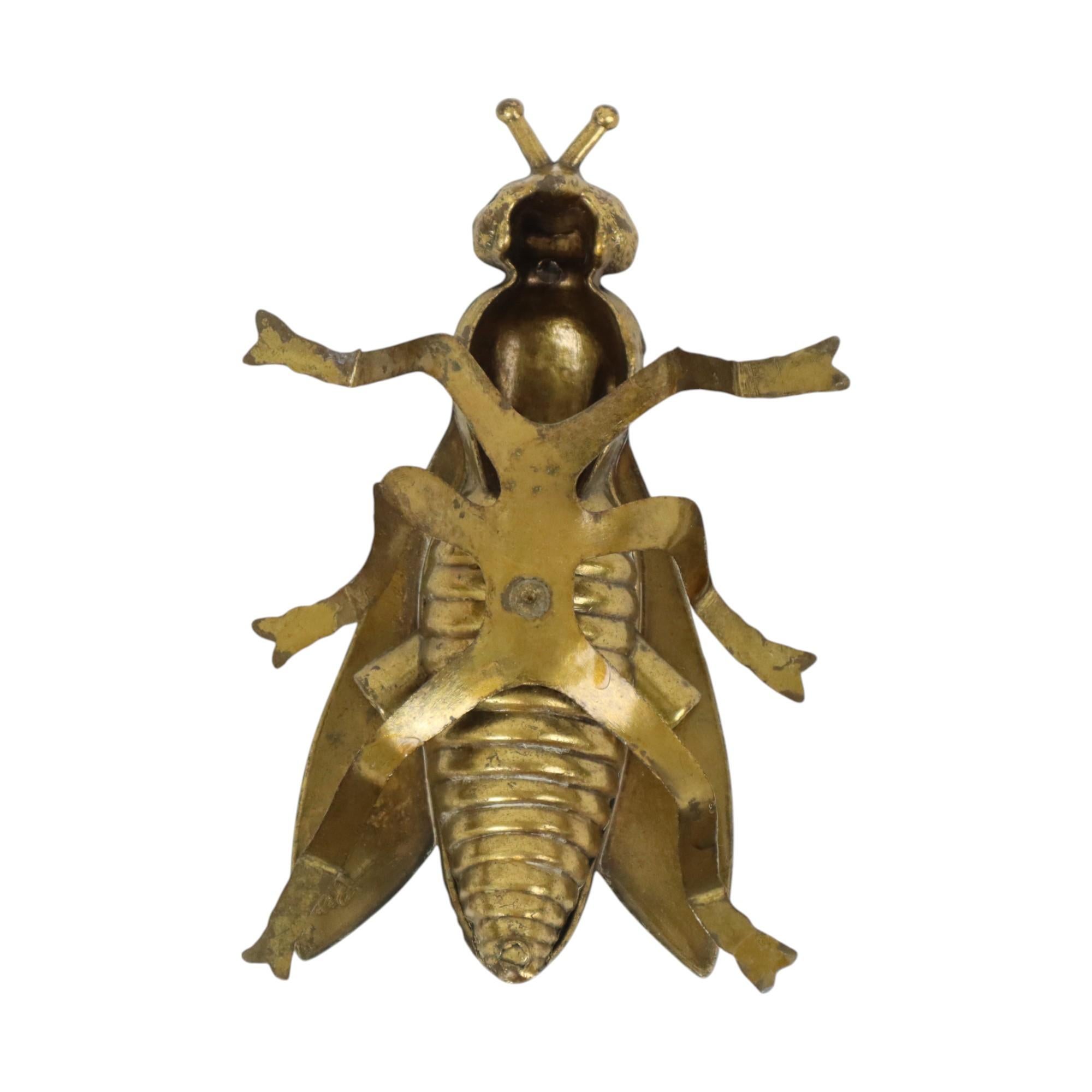 Vintage Copper Ashtray Figurine Fly Brass Italy 1960s 4