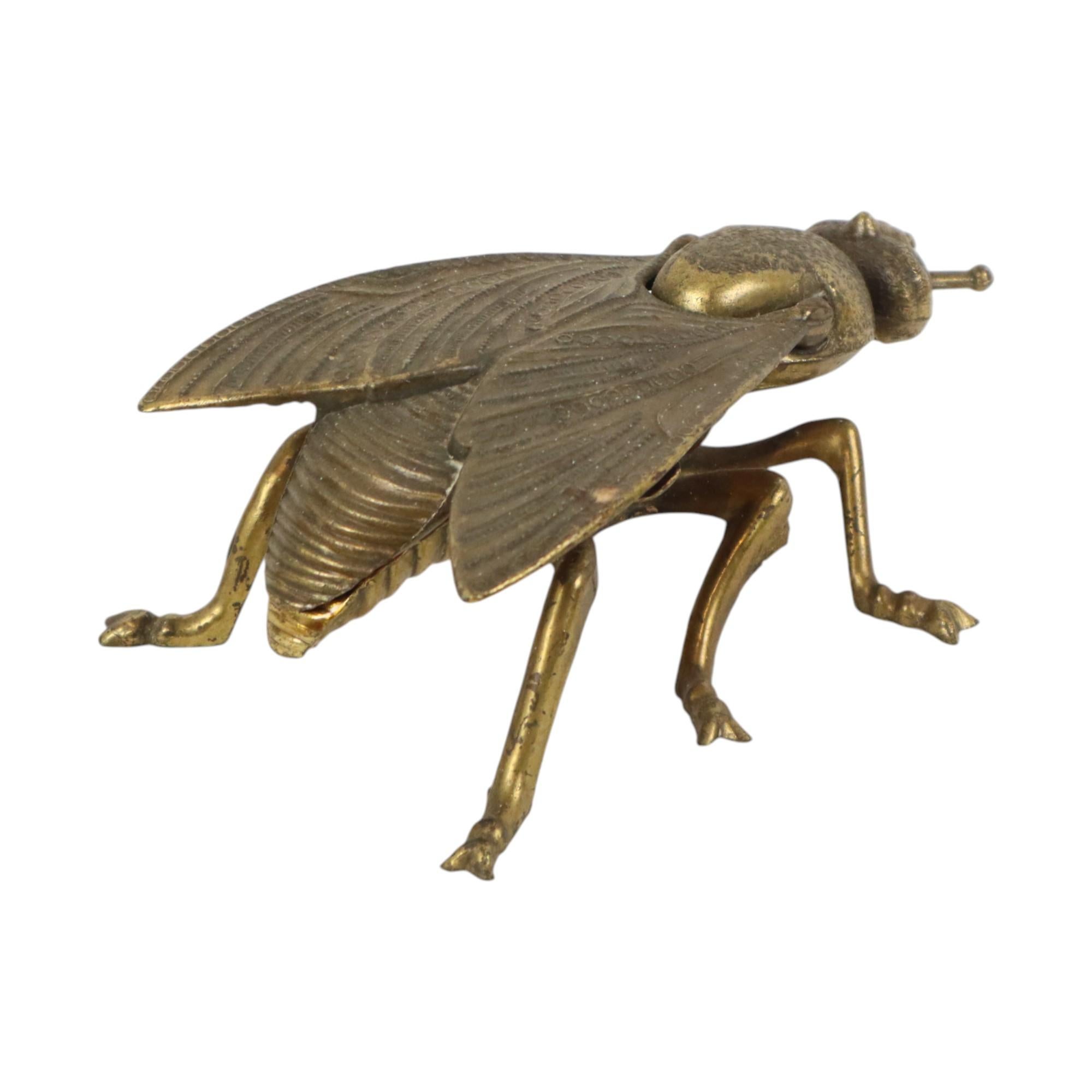 Italian Vintage Copper Ashtray Figurine Fly Brass Italy 1960s