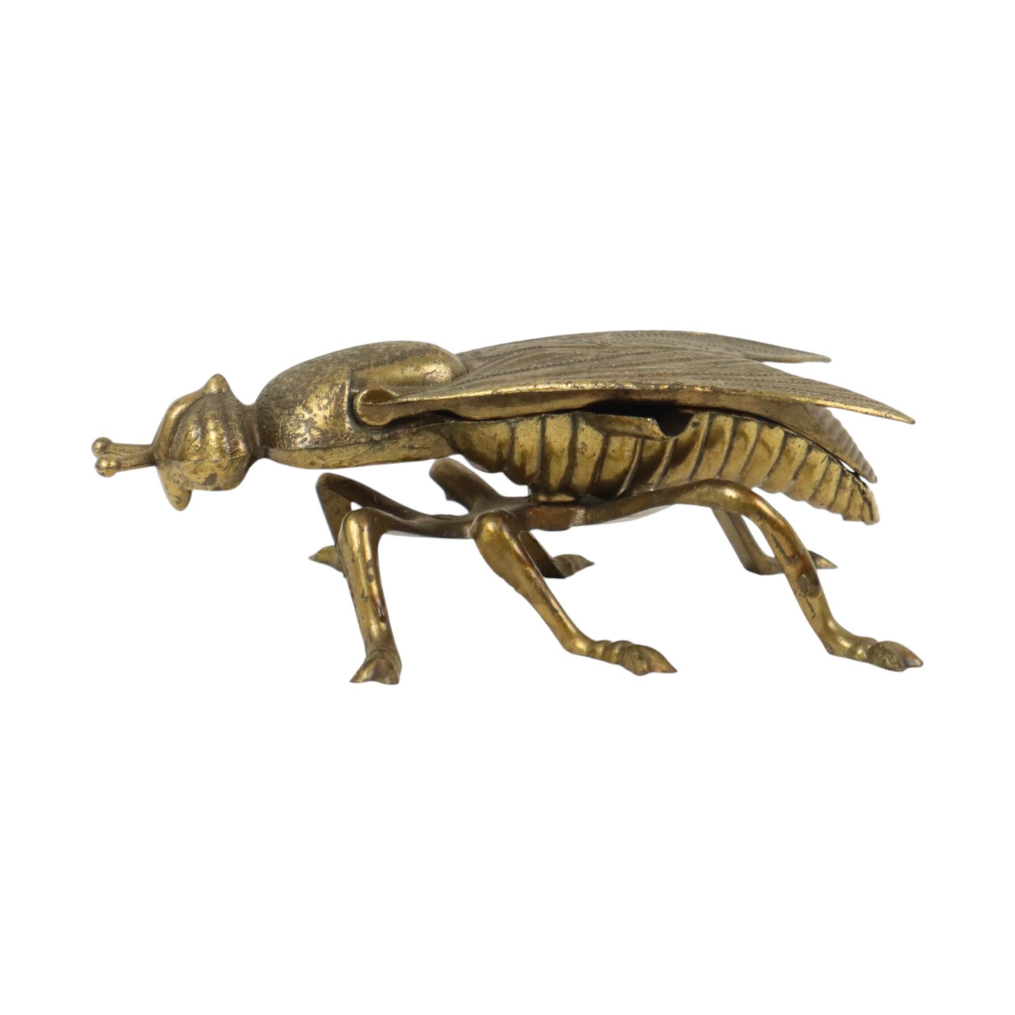 Metal Vintage Copper Ashtray Figurine Fly Brass Italy 1960s