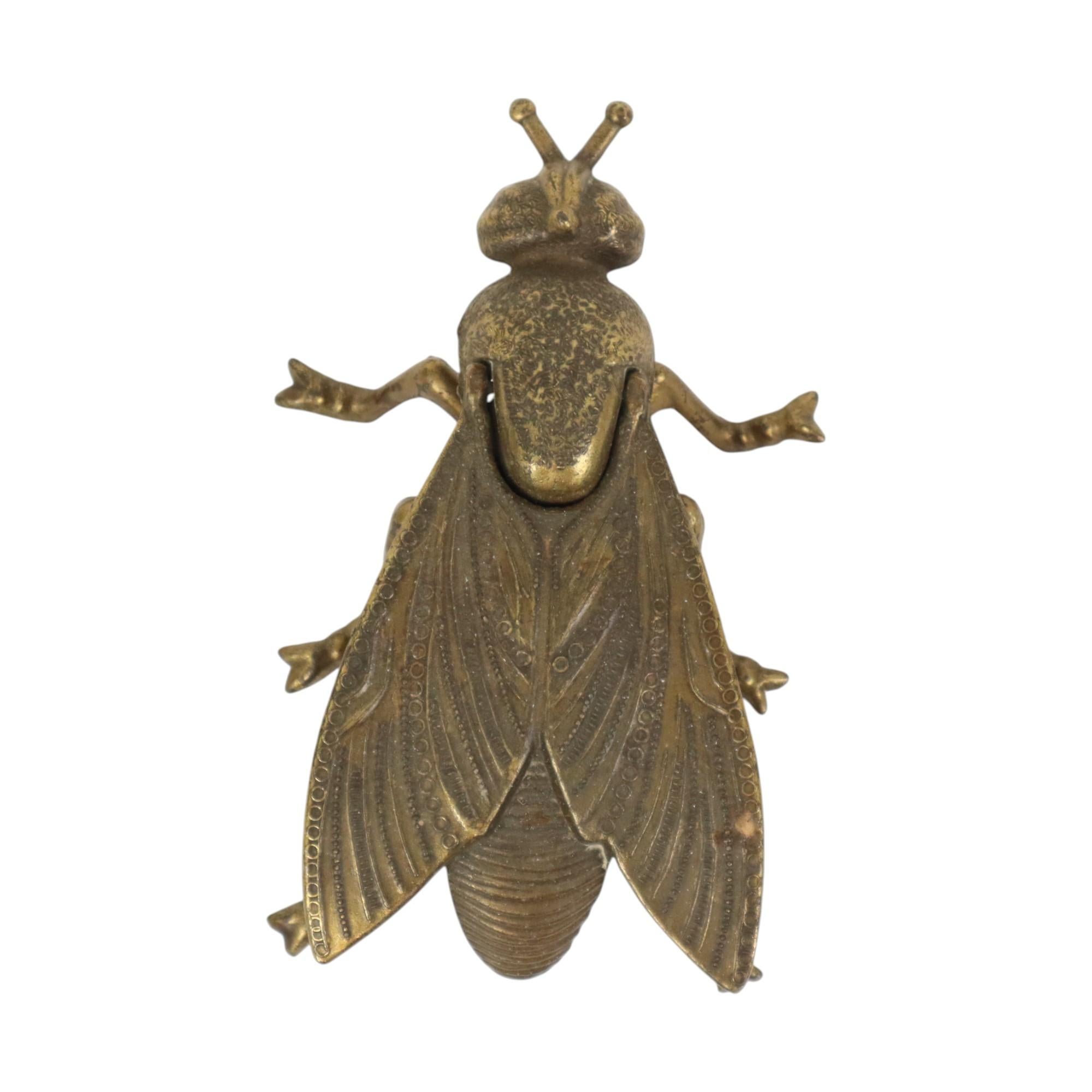 Vintage Copper Ashtray Figurine Fly Brass Italy 1960s 3