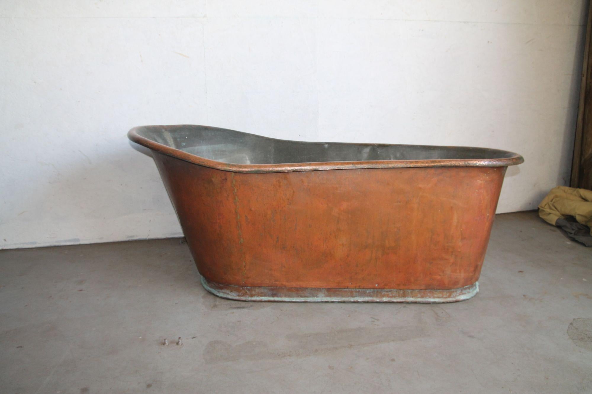 Folk Art Vintage Copper Bathtub.