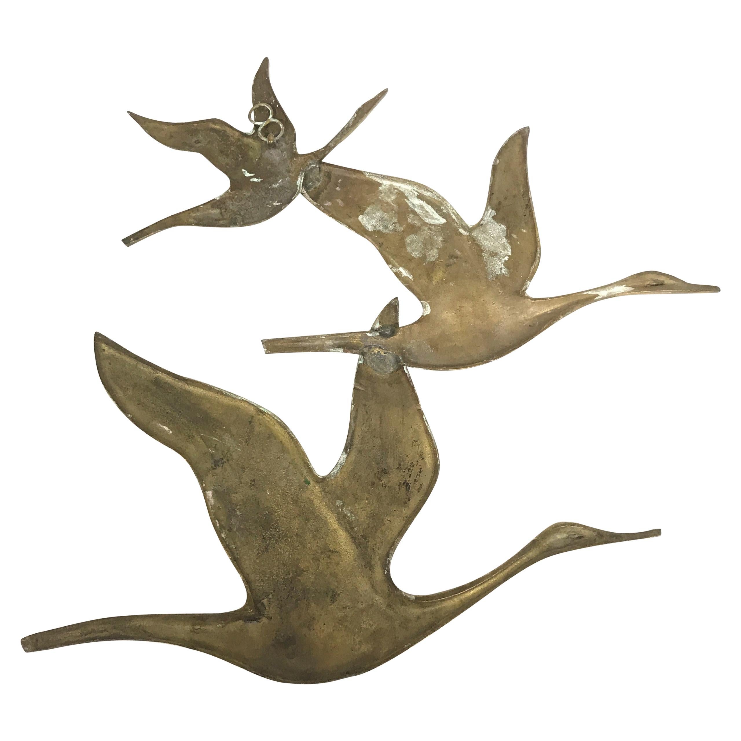 Vintage Copper Bird Sculpture, 1970s