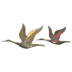 Vintage Copper Bird Sculptures, 1970s