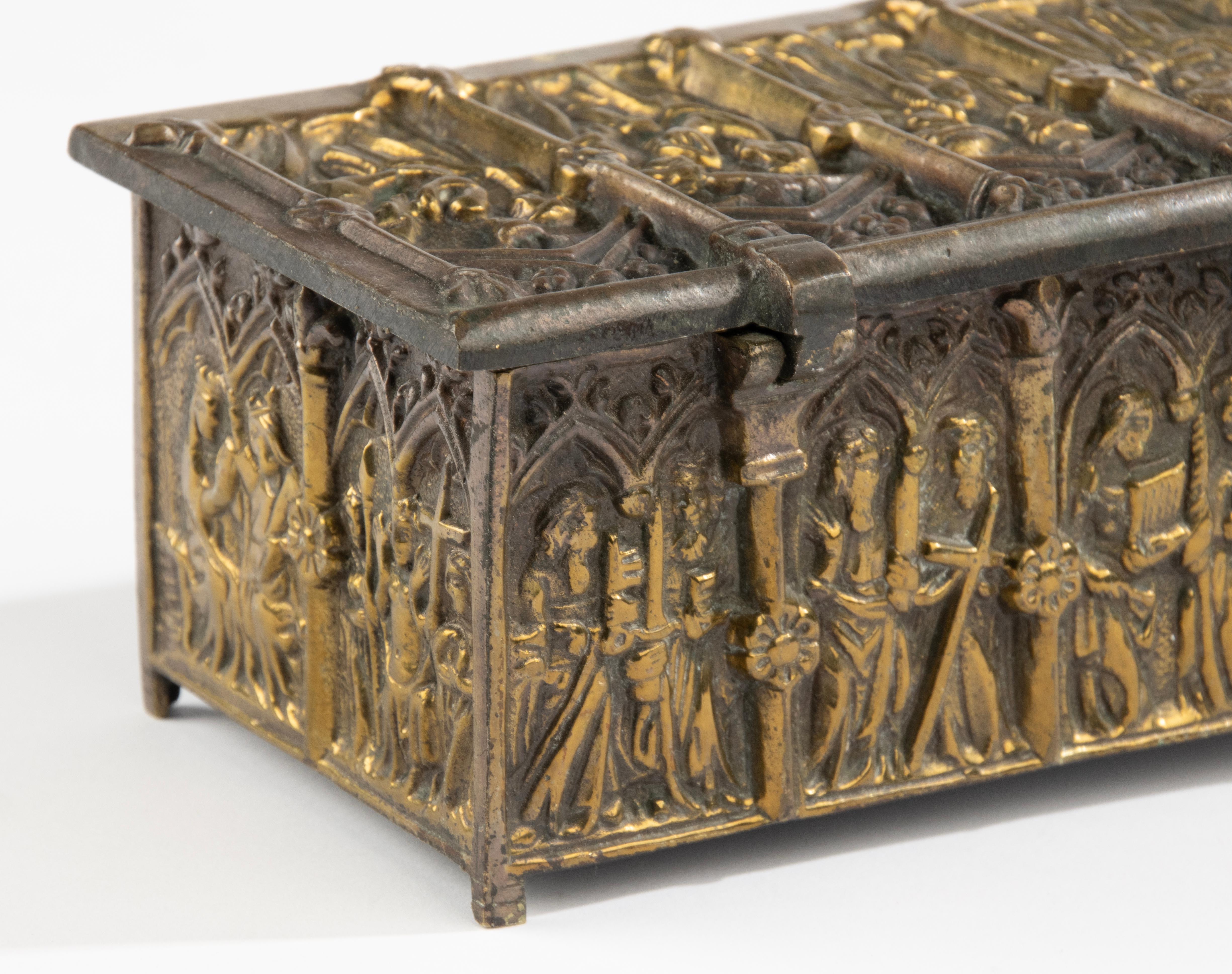 Early 20th Century Brass Box - Gothic Style  For Sale 13