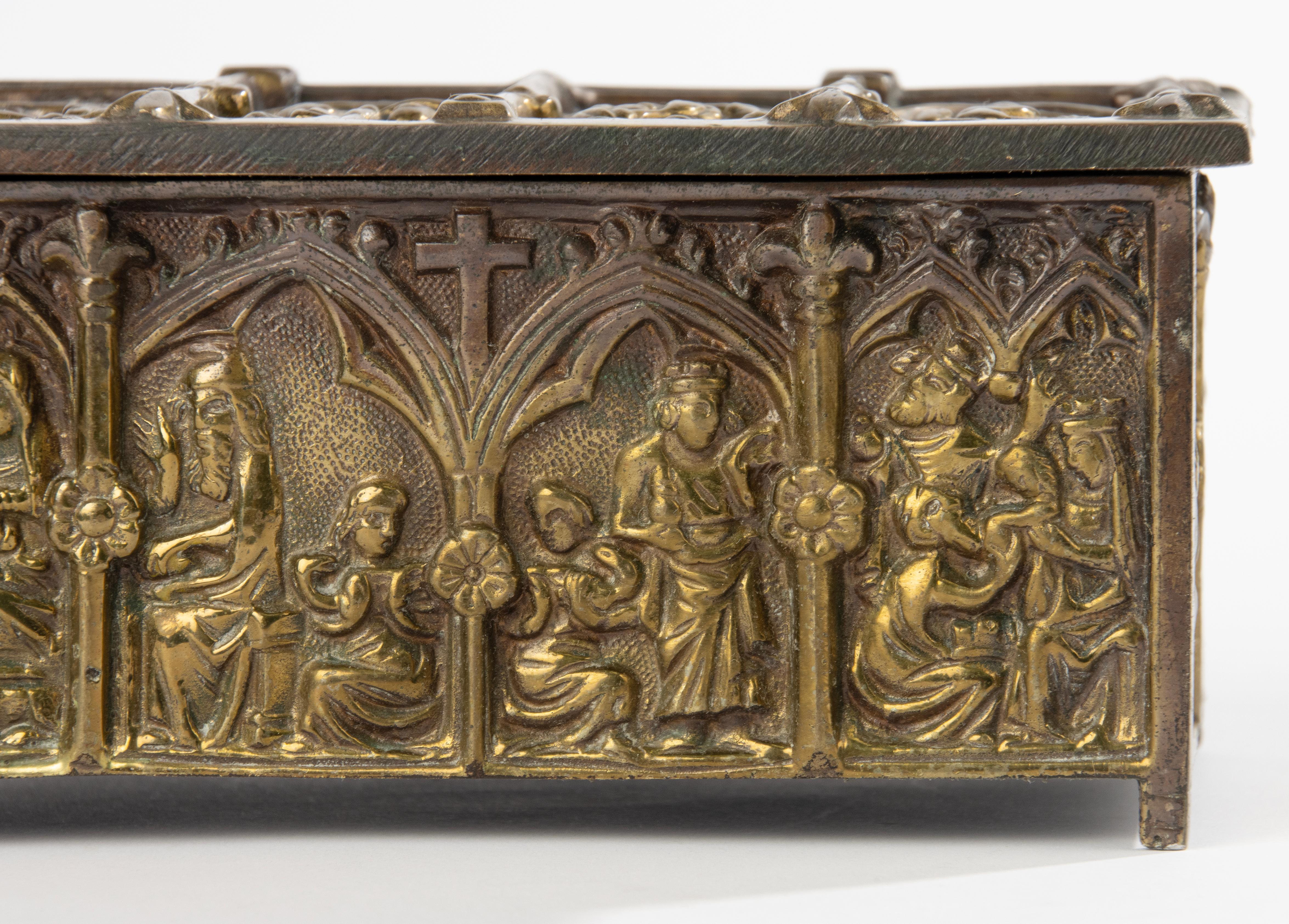 Hand-Crafted Early 20th Century Brass Box - Gothic Style  For Sale