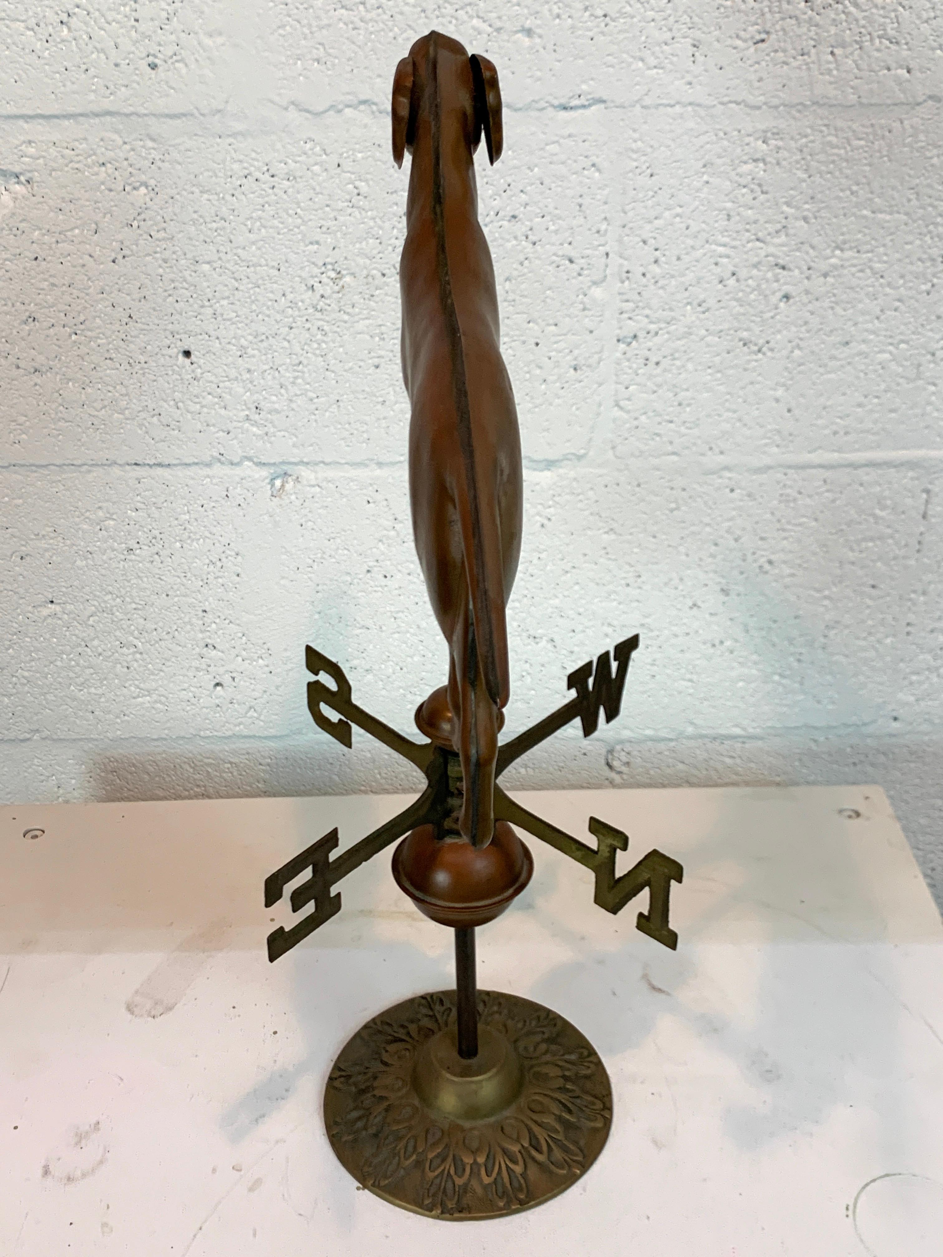 American Vintage Copper and Brass Table Top Model of a Weathervane For Sale