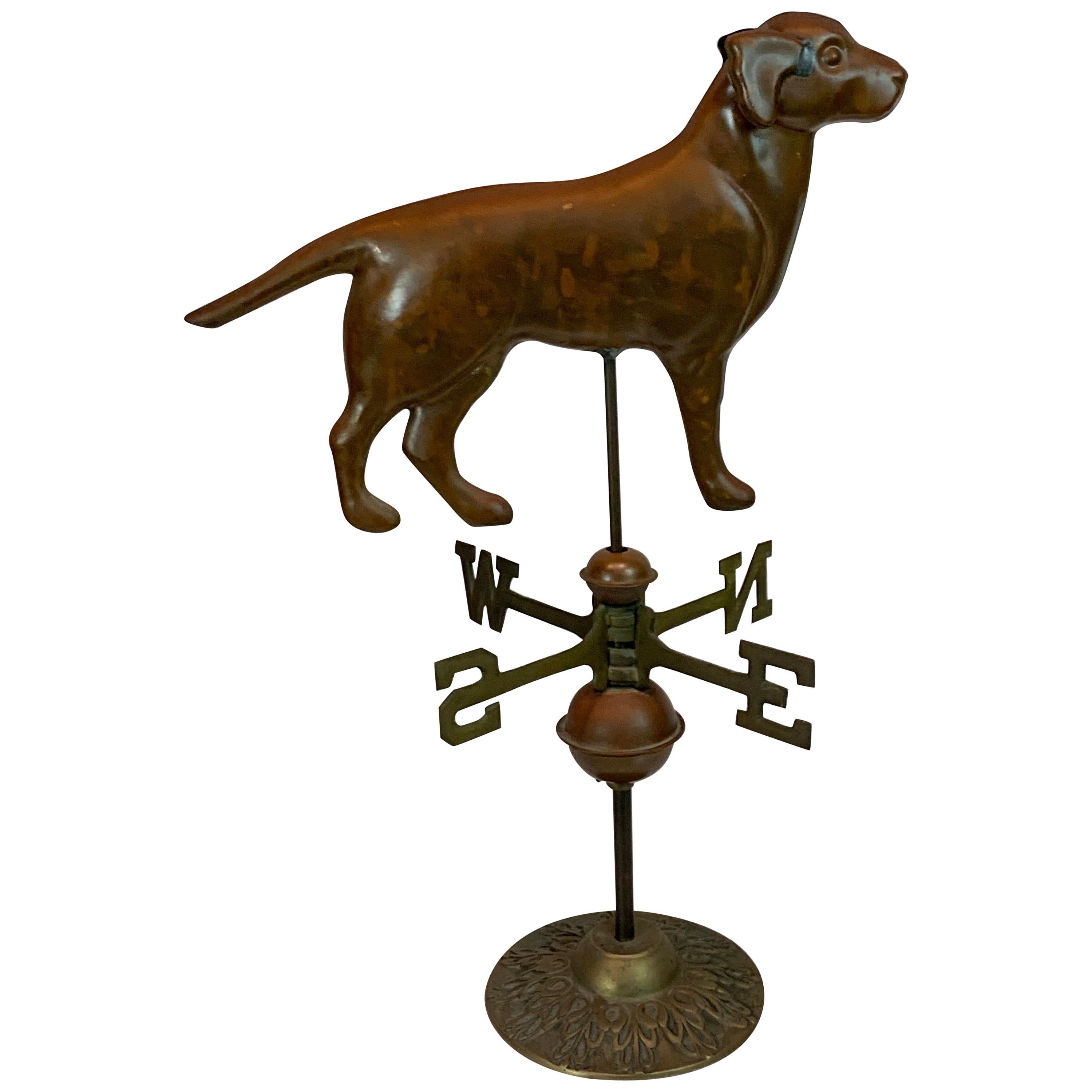 Vintage Copper and Brass Table Top Model of a Weathervane For Sale