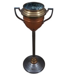 Vintage Copper & Brass Trophy Urn Champagne Wine Ice Bucket Cooler Stand