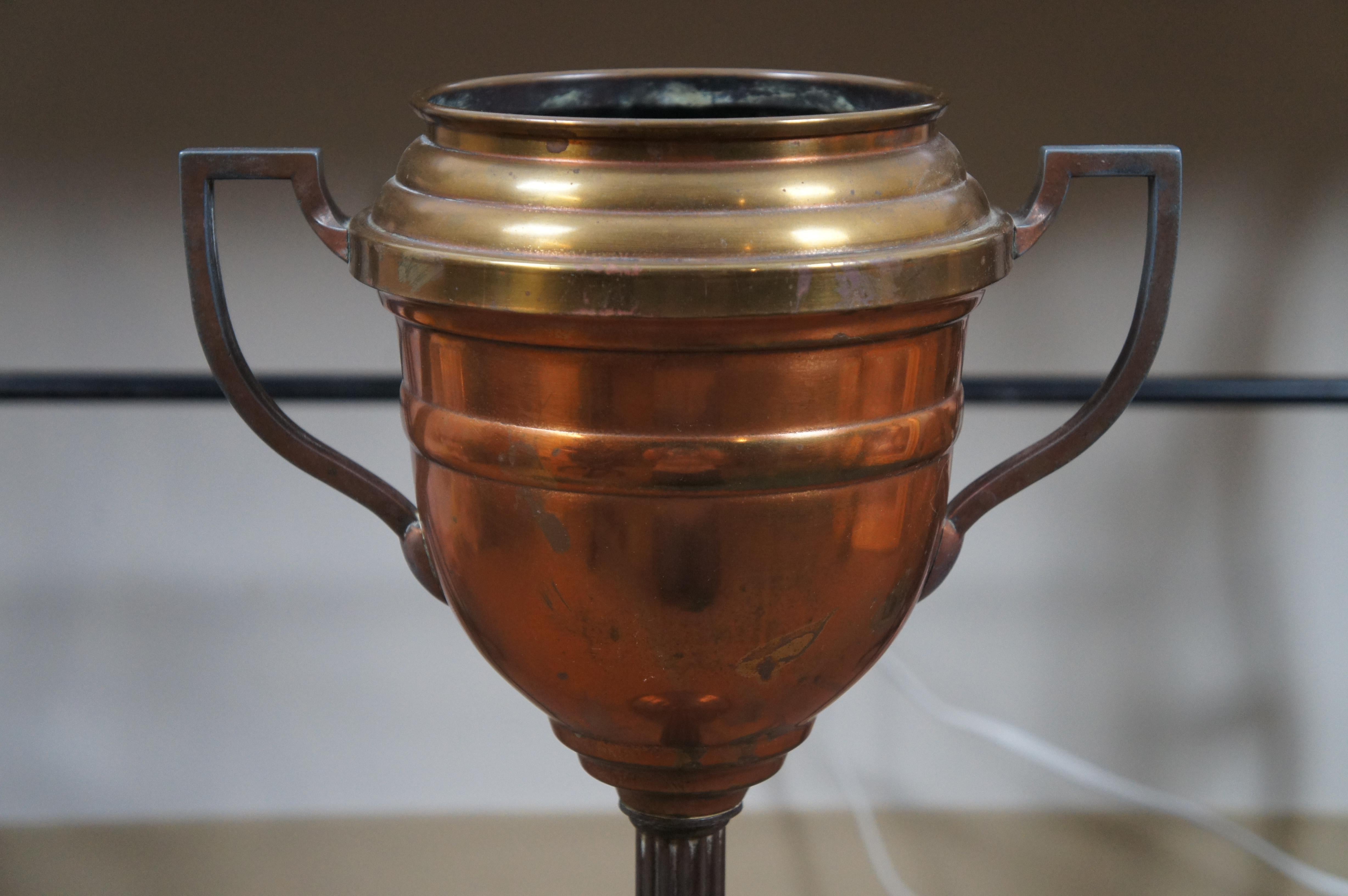 Vintage Copper & Brass Trophy Urn Champagne Wine Ice Bucket Cooler Stand 1
