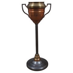 Vintage Copper & Brass Trophy Urn Champagne Wine Ice Bucket Cooler Stand