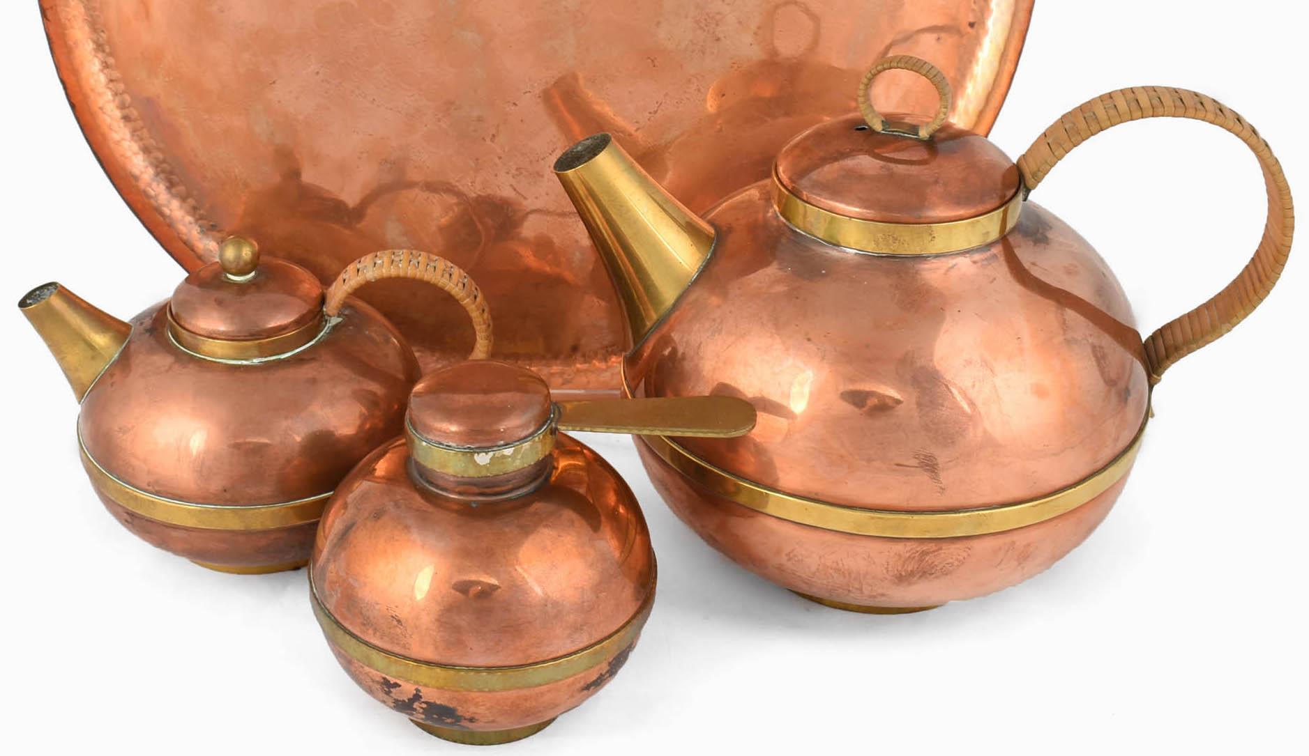 vintage copper tea set
