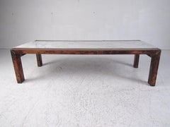 Vintage Copper Coffee Table with Marble Top