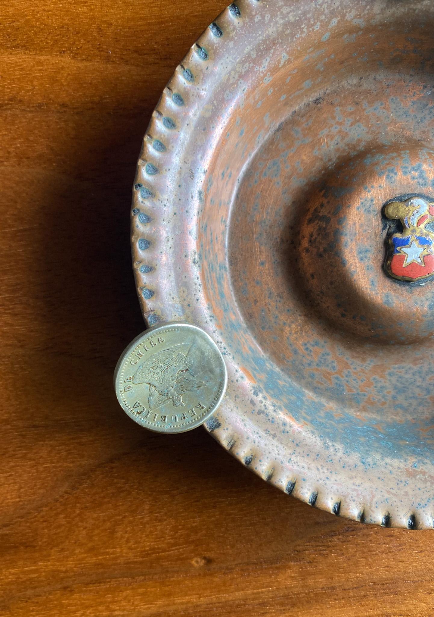 Vintage Aschenbecher aus Kupfer und Münzen, Chile, 1950er Jahre  im Angebot 2