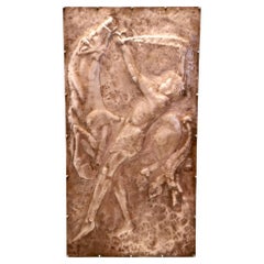 Vintage Copper Decorative Panel with a Horse and a Human Figure, Italy