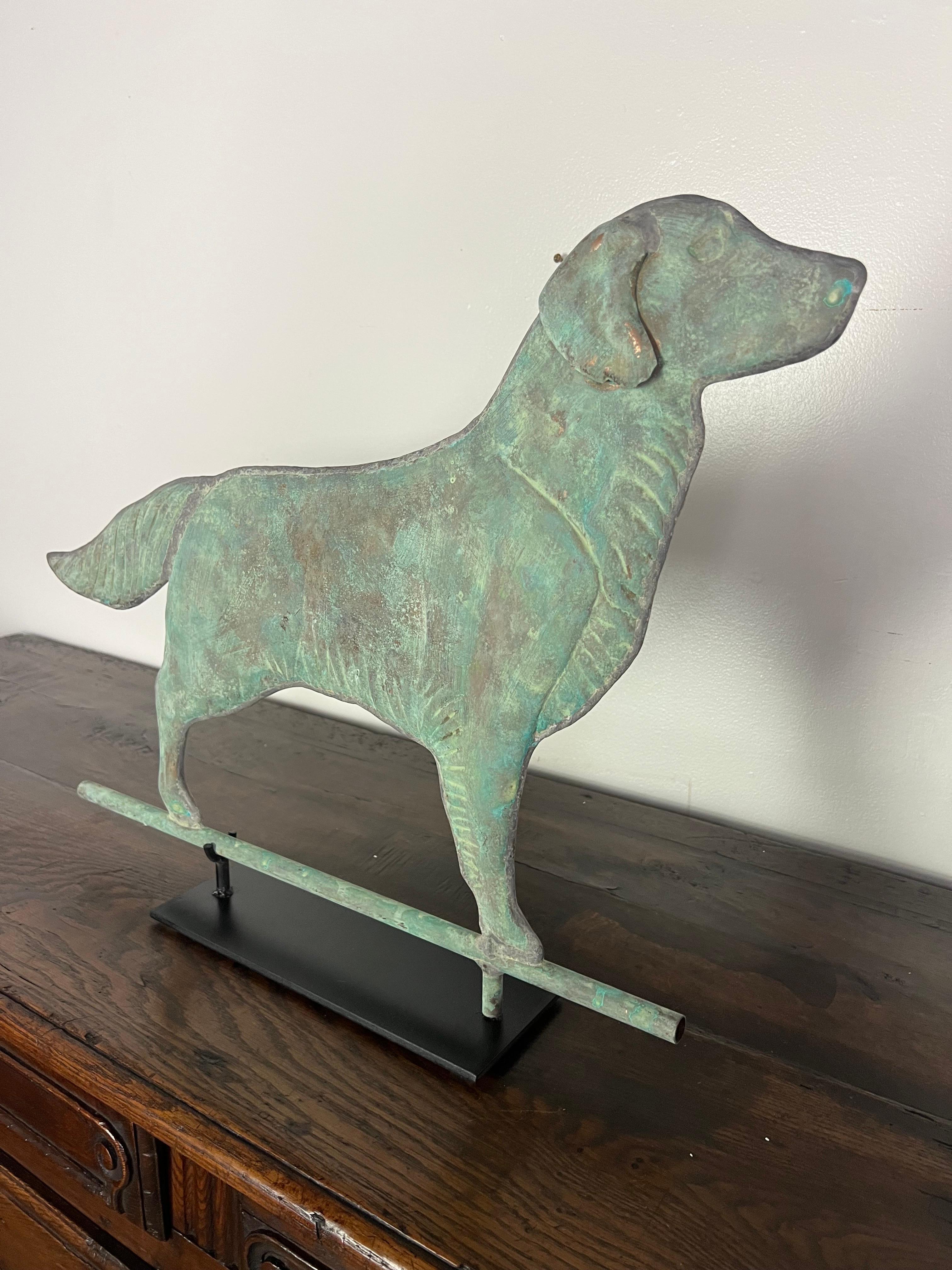 Vintage Copper Dog Weathervane on Iron Base 7