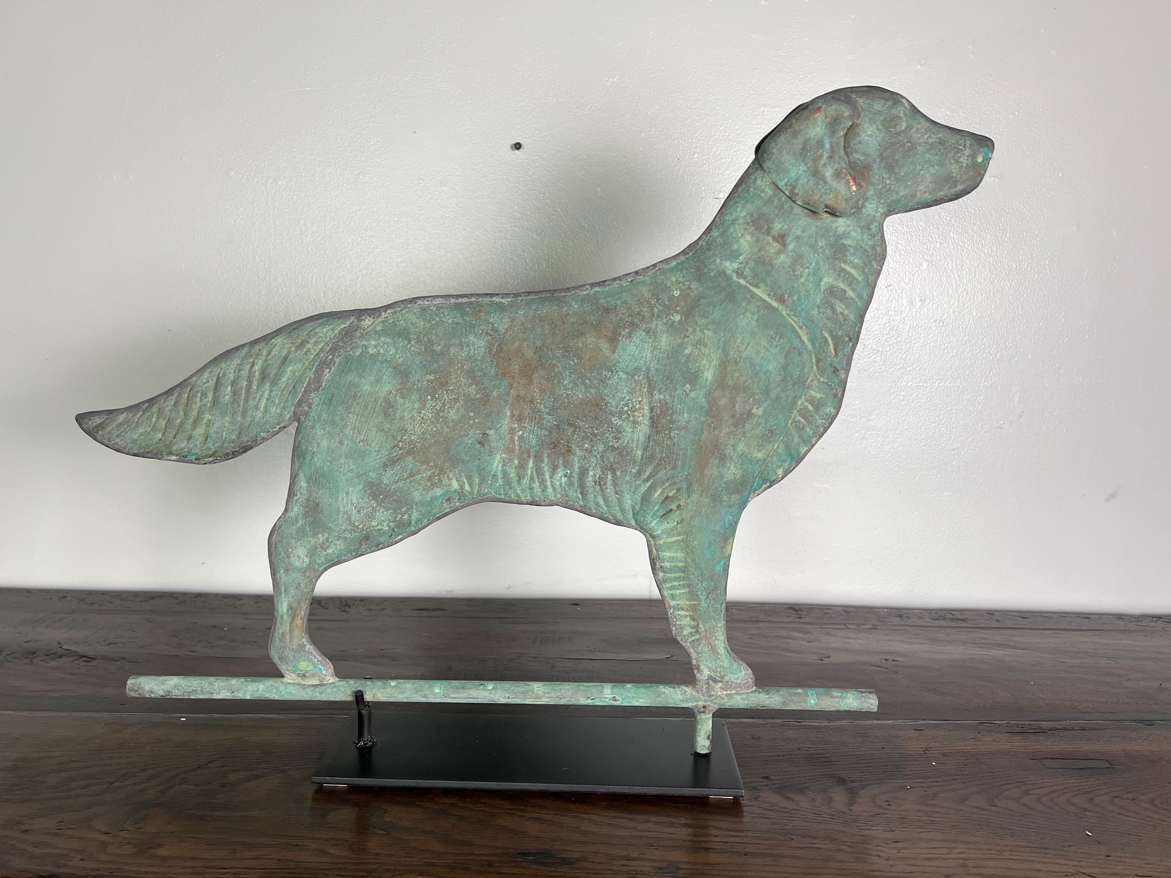 Vintage Copper Dog Weathervane on Iron Base 12