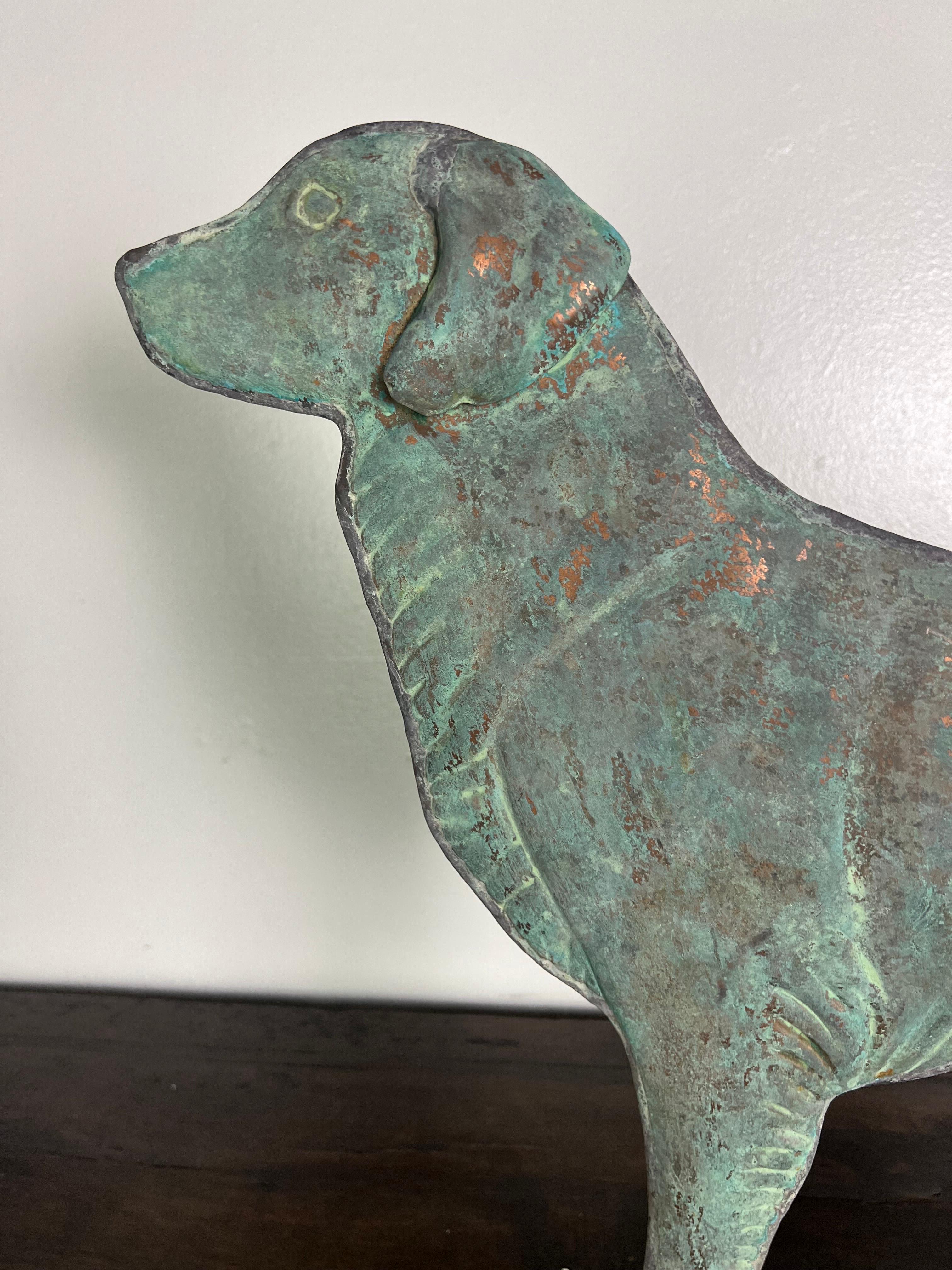Vintage Copper Dog Weathervane on Iron Base 1