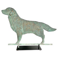 Vintage Copper Dog Weathervane on Iron Base
