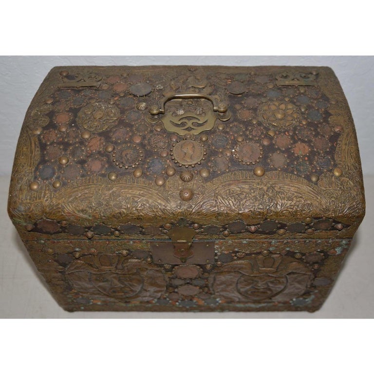 American Vintage Copper Folk Art Box, circa 1940s For Sale