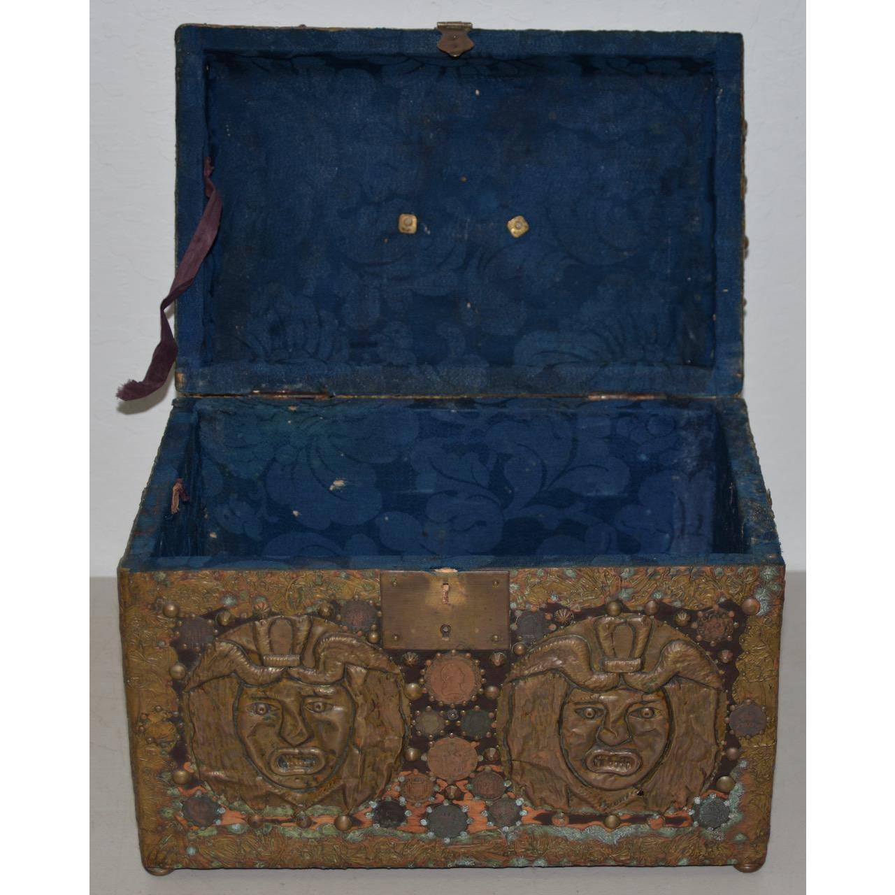 20th Century Vintage Copper Folk Art Box, circa 1940s