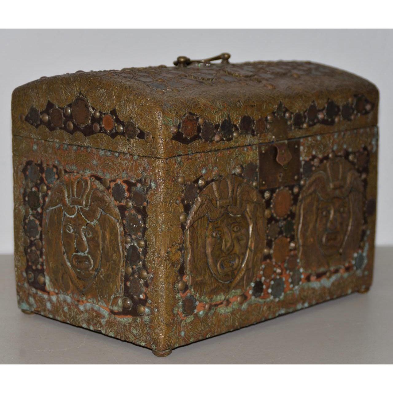 Vintage Copper Folk Art Box, circa 1940s 1