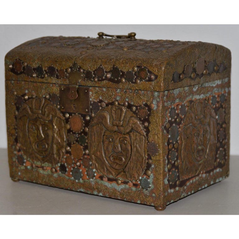 Vintage Copper Folk Art Box, circa 1940s For Sale 2