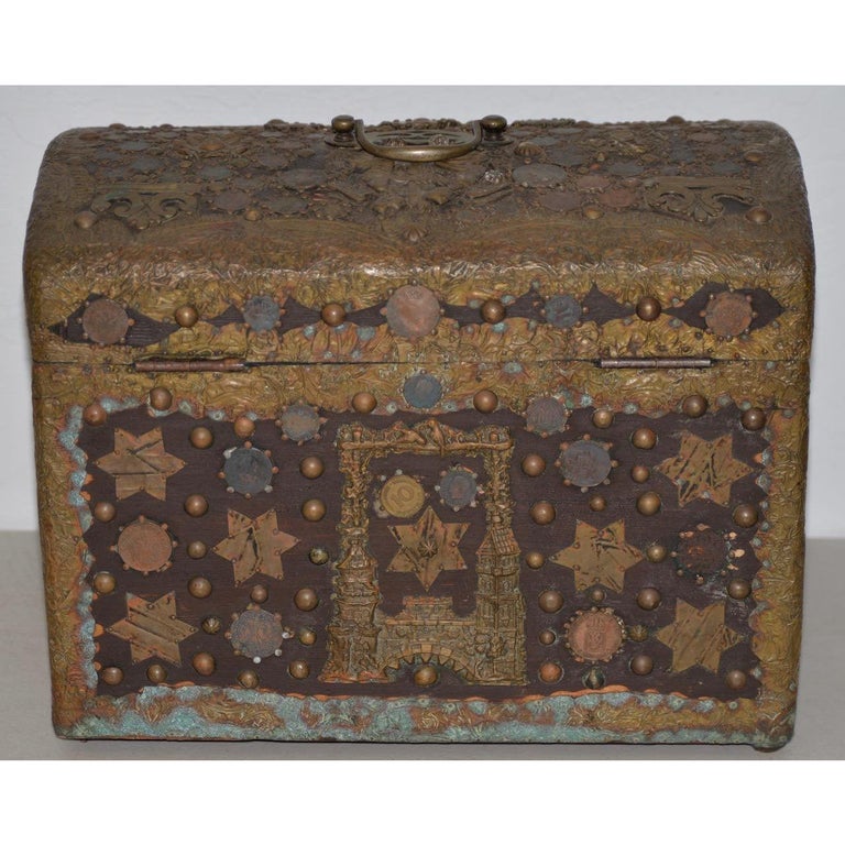 Vintage Copper Folk Art Box, circa 1940s For Sale 3