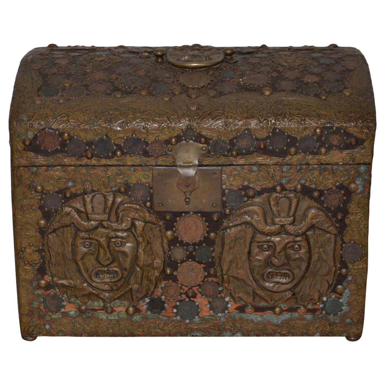 Vintage Copper Folk Art Box, circa 1940s