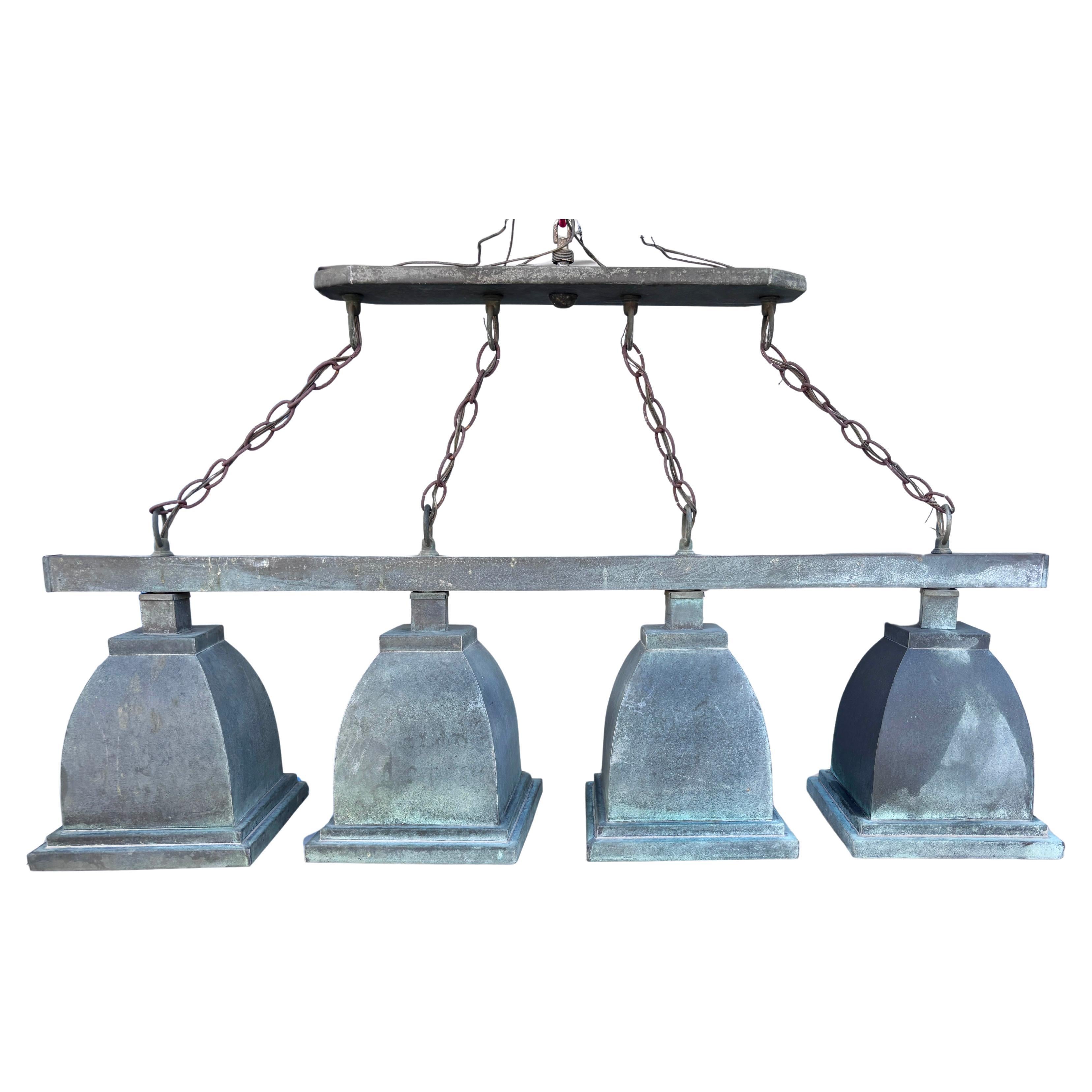 Lámpara de cobre vintage de cuatro luces en venta