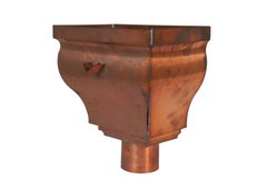 Vintage Copper Gutter Leader Head Hopper w/ Overflow Pipe Outlet Downspout 14"