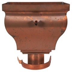 Used Copper Gutter Leader Head Hopper w/ Overflow Pipe Outlet Downspout 14"