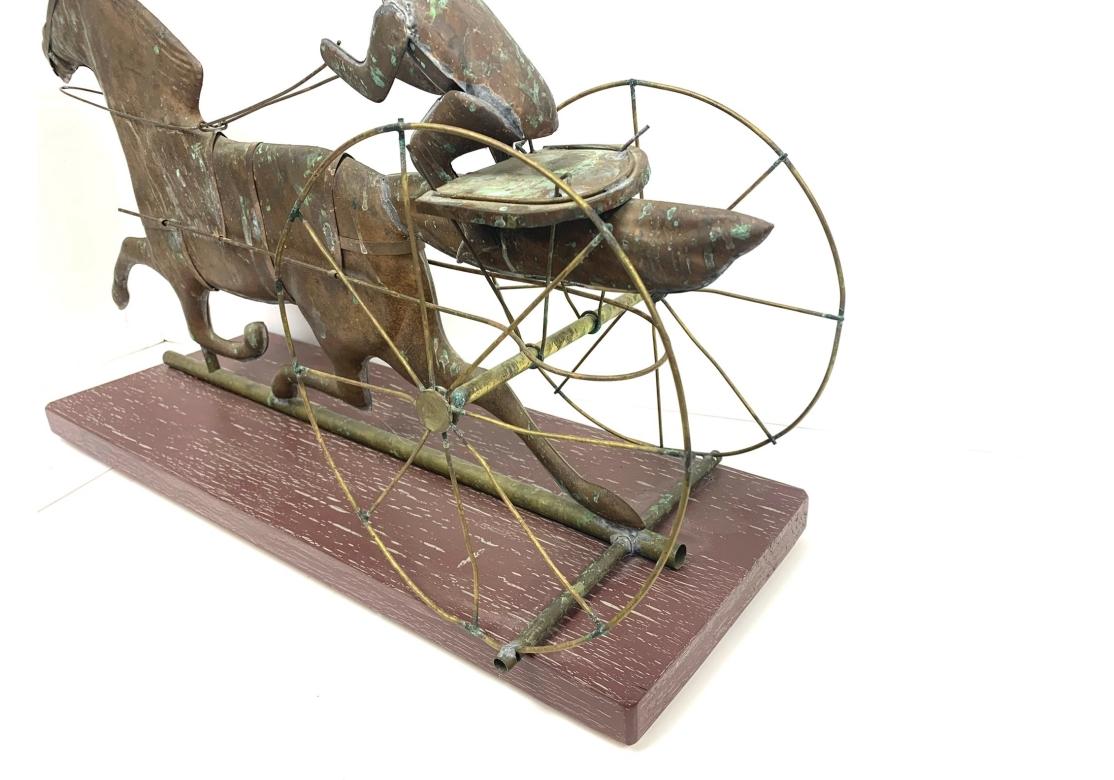 Girouette vintage en cuivre pour cheval et Sulky en vente 1