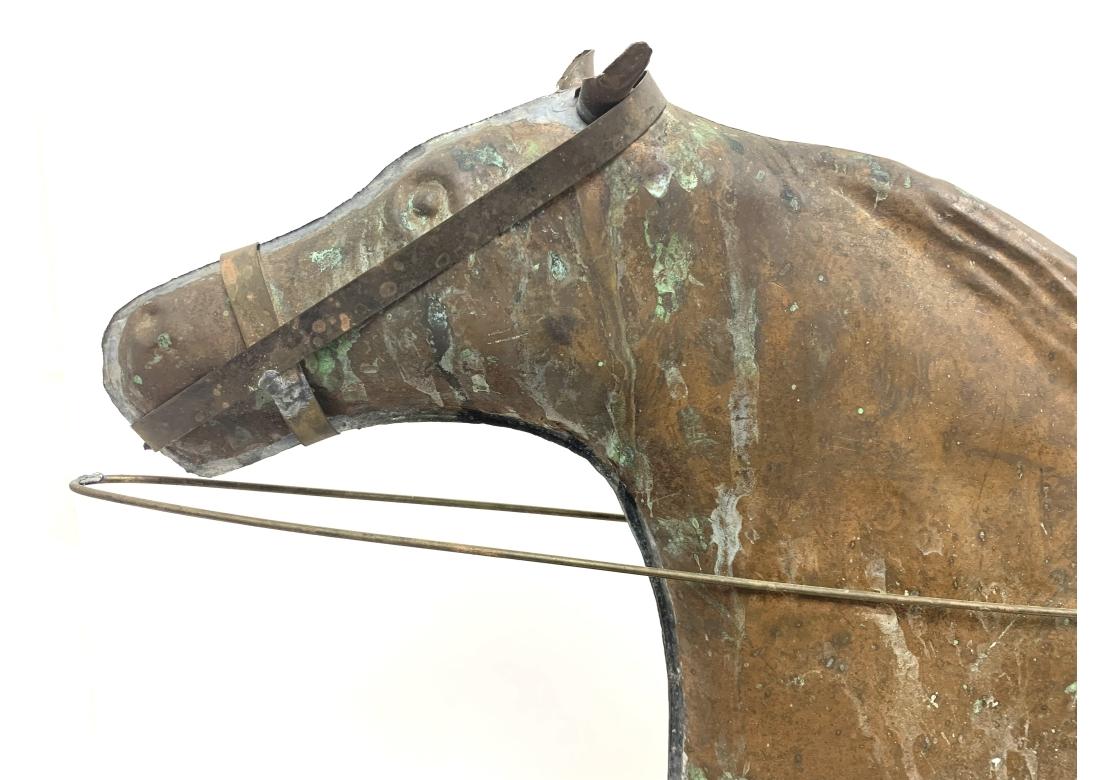 Girouette vintage en cuivre pour cheval et Sulky en vente 3