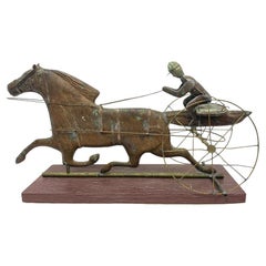 Vintage Copper Horse & Sulky Weathervane