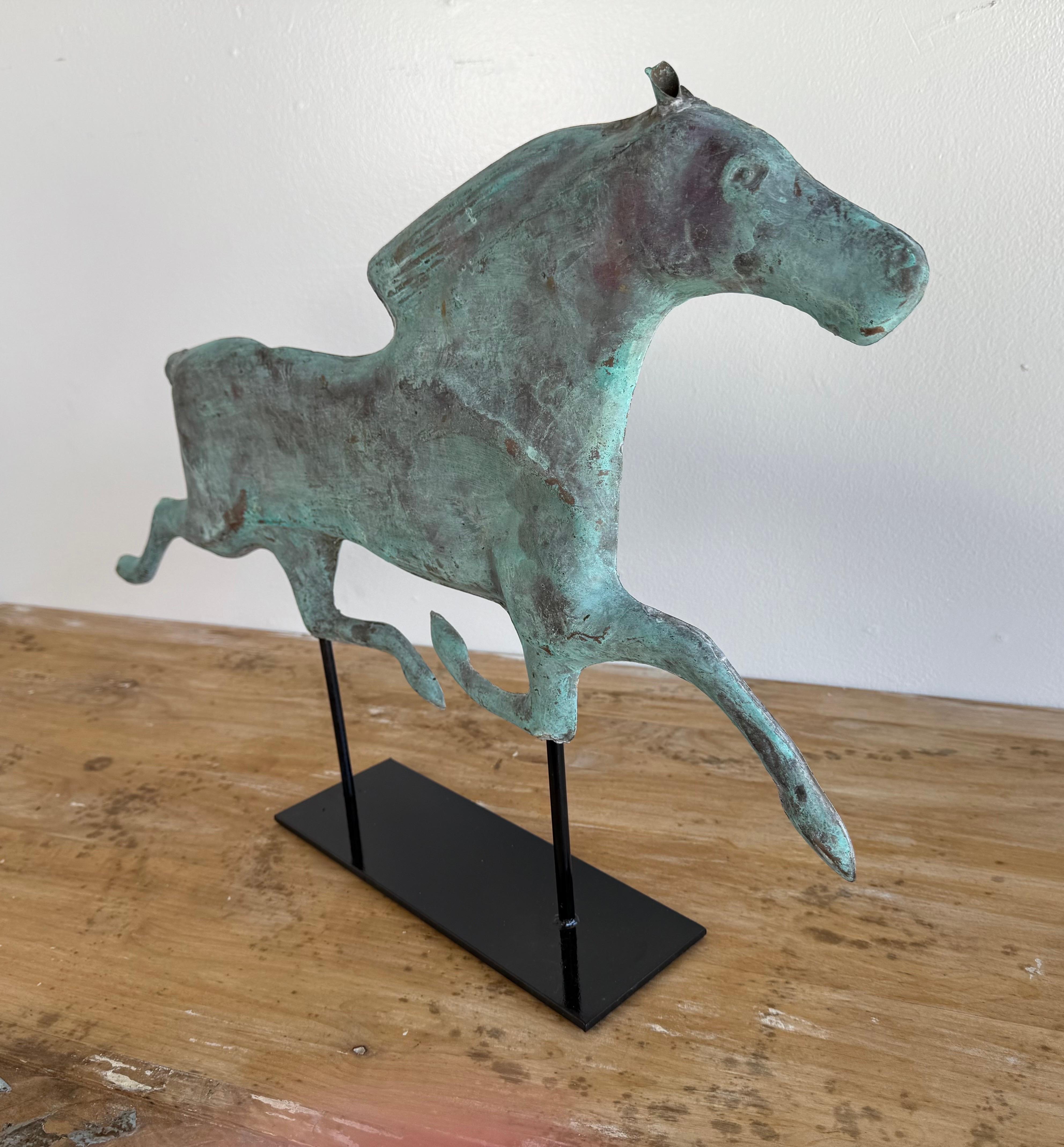 Folk Art Vintage Copper Horse Weathervane For Sale