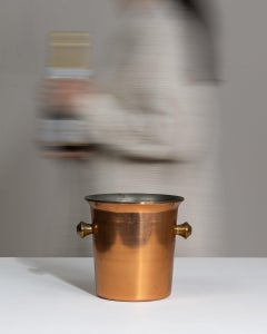 Vintage Copper Ice Bucket from France with Brass Handles, 20th Century