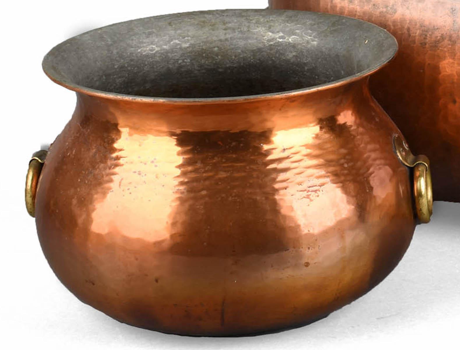 Vintage Copper Jardinière and Pot by Eugen Zint, Germany, 1950s In Good Condition In Roma, IT