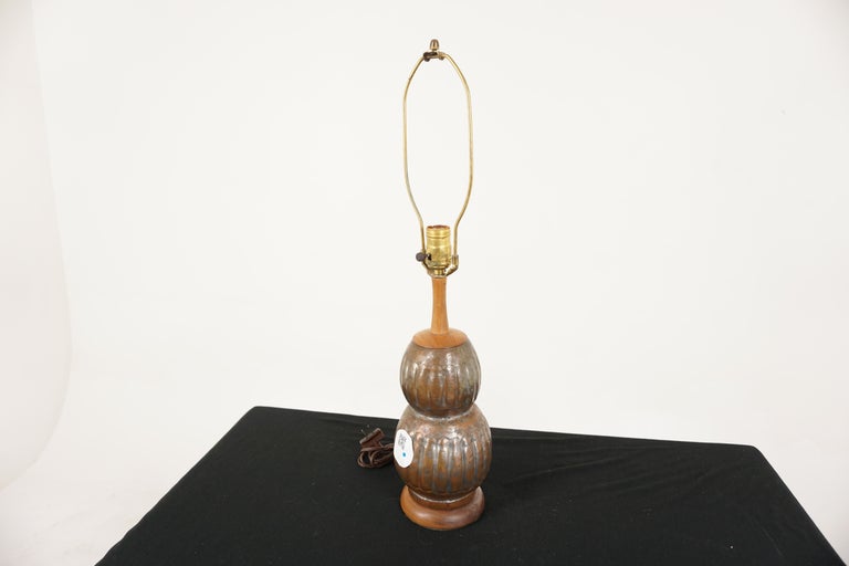 Vintage Copper Lamp and Shade, American 1940, H925 For Sale at 1stDibs