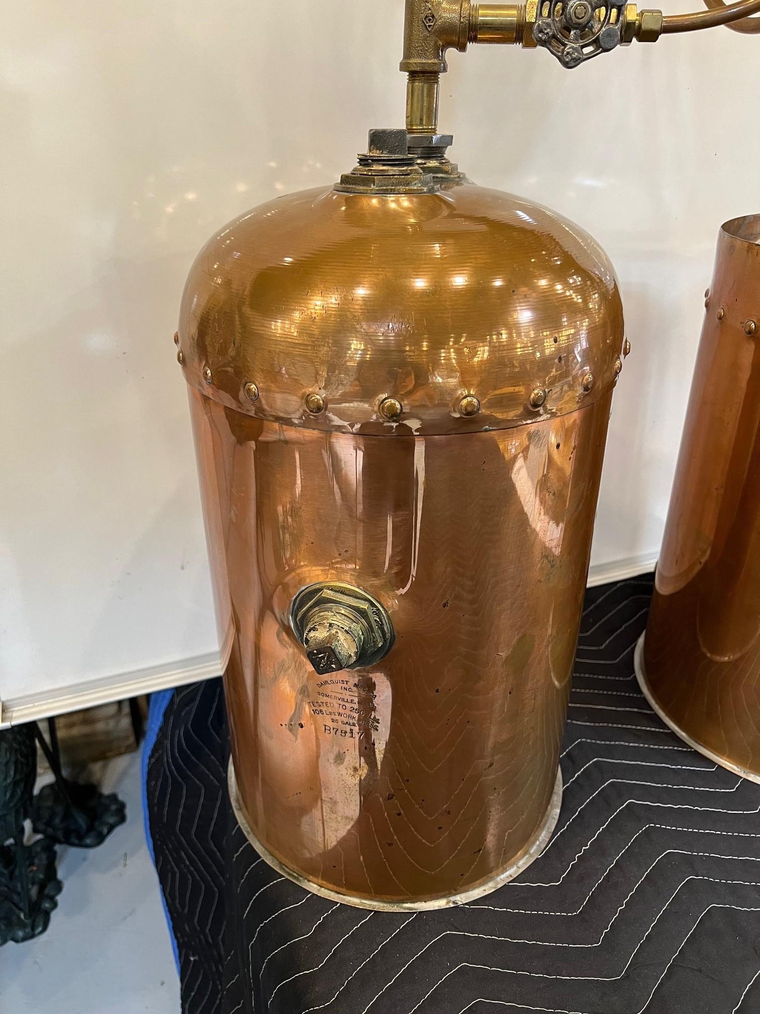 American Vintage Copper Moonshine Whiskey Distiller, Still Dahlquist MFG. Co. 25 Gallon   For Sale