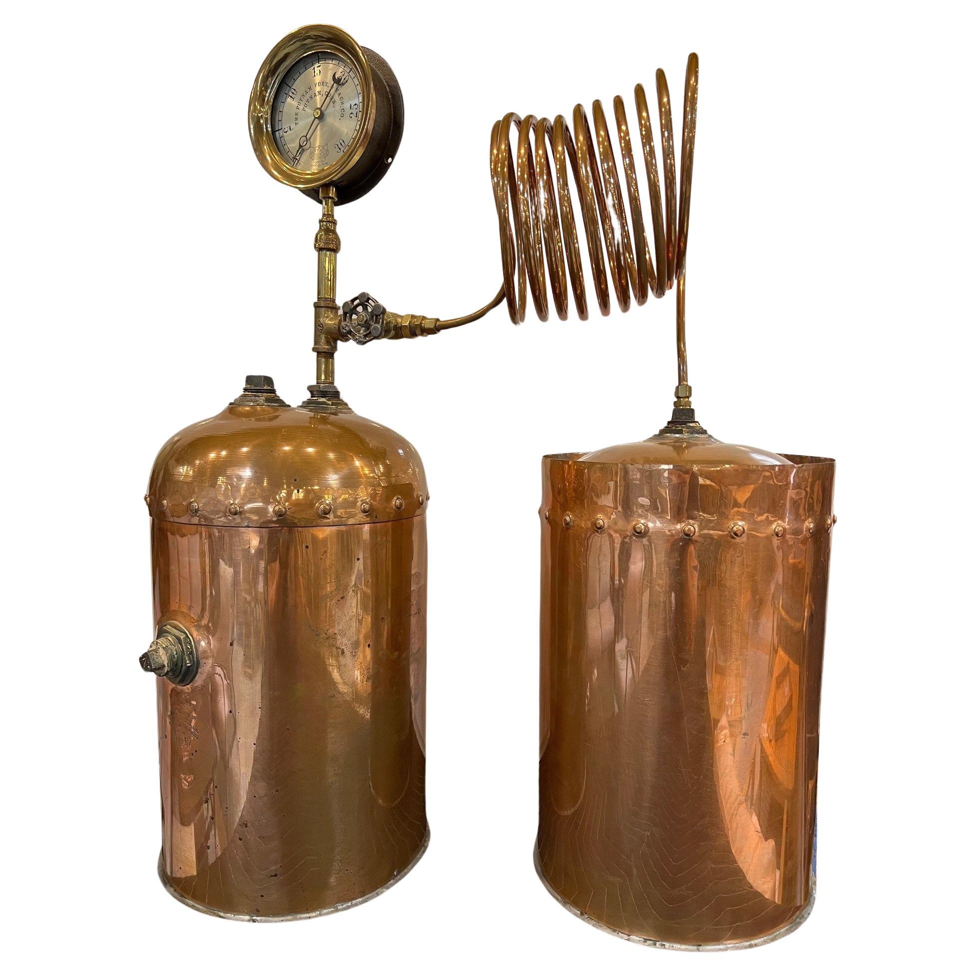 Vintage Copper Moonshine Whiskey Distiller, Still Dahlquist MFG. Co. 25 Gallon   For Sale