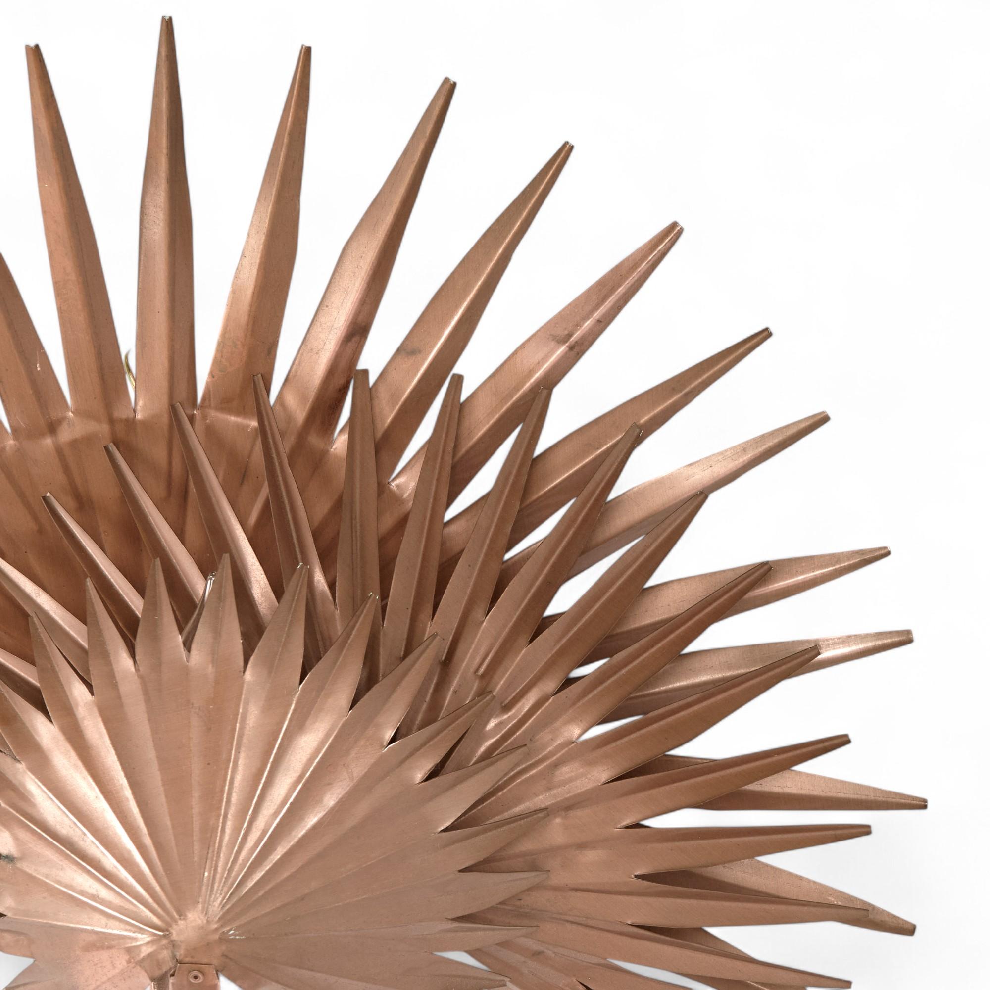 Mid-Century Modern Vintage Copper Palm Leaf Wall Sconce For Sale