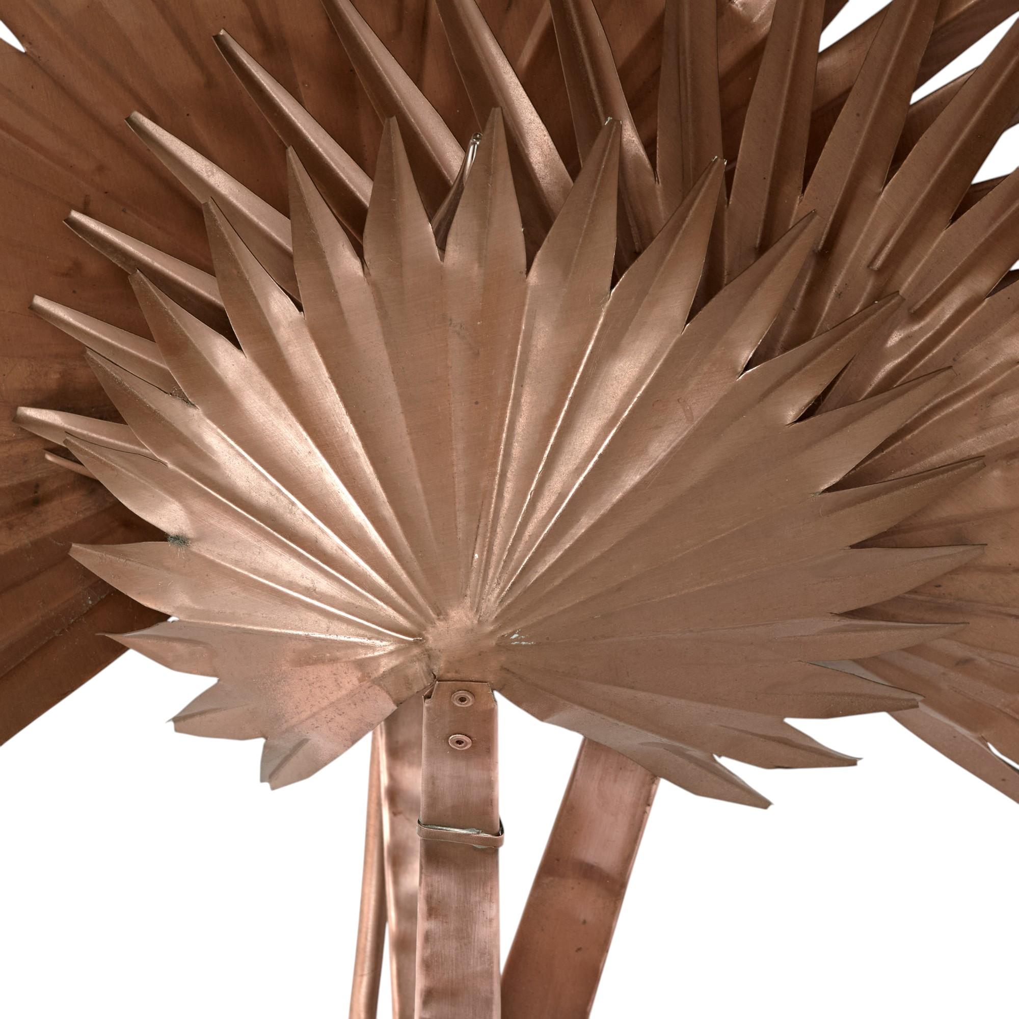 American Vintage Copper Palm Leaf Wall Sconce For Sale