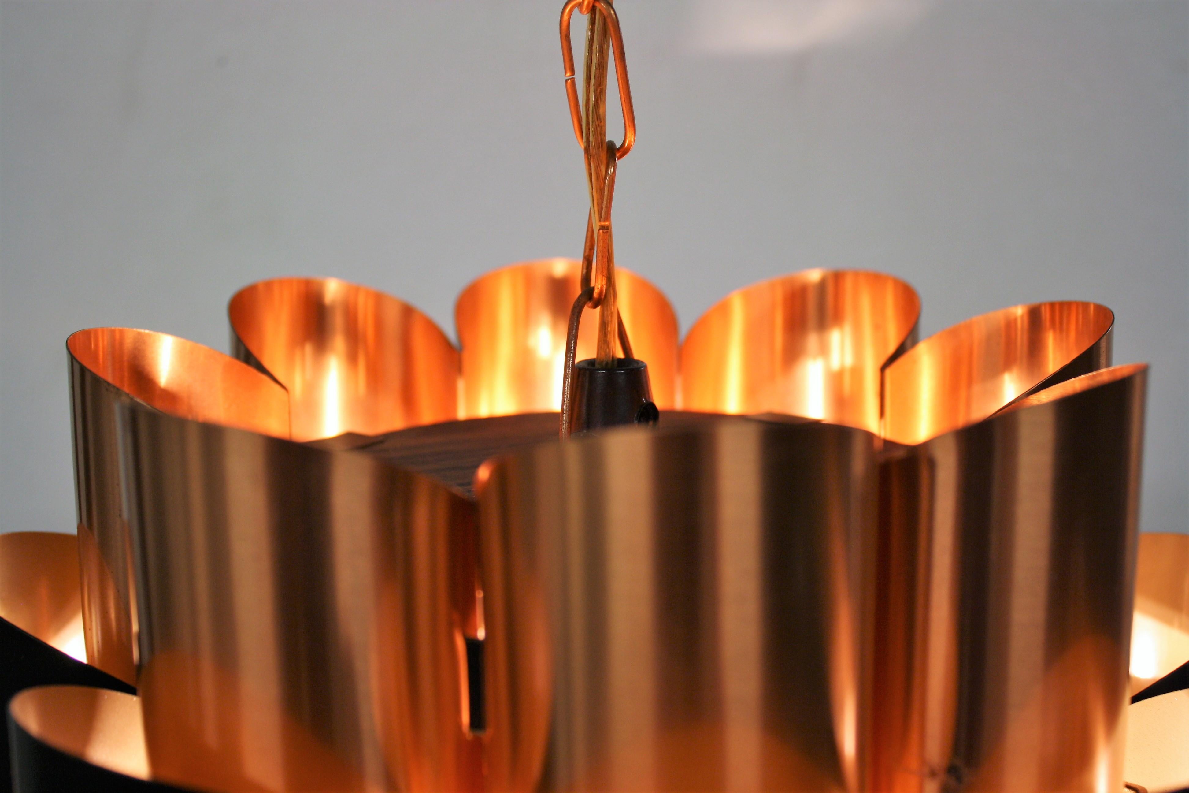 Vintage Copper Pendant Light by Werner Schou, 1960s 4