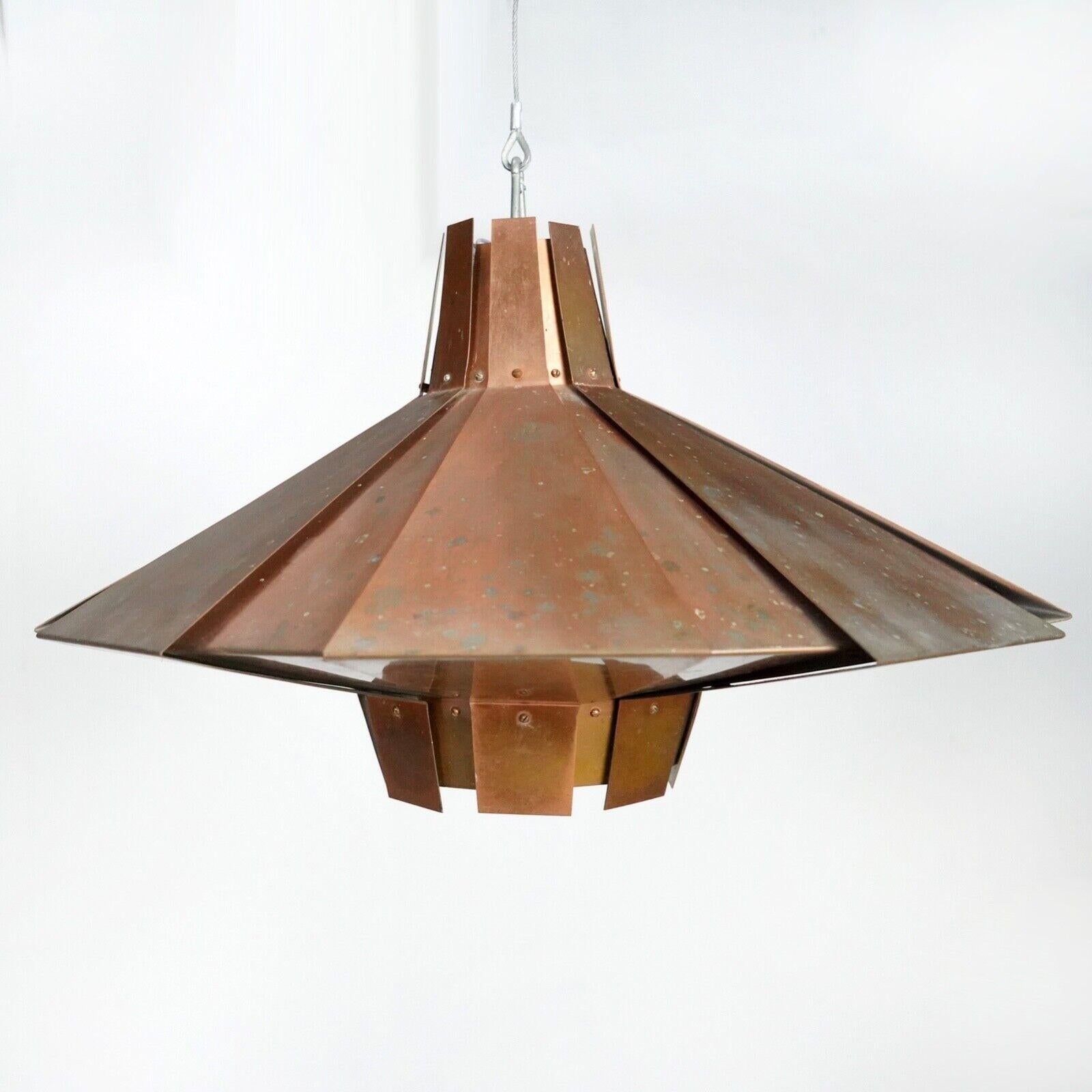 Danish Vintage Copper Pendant Light Werner Schou For Sale