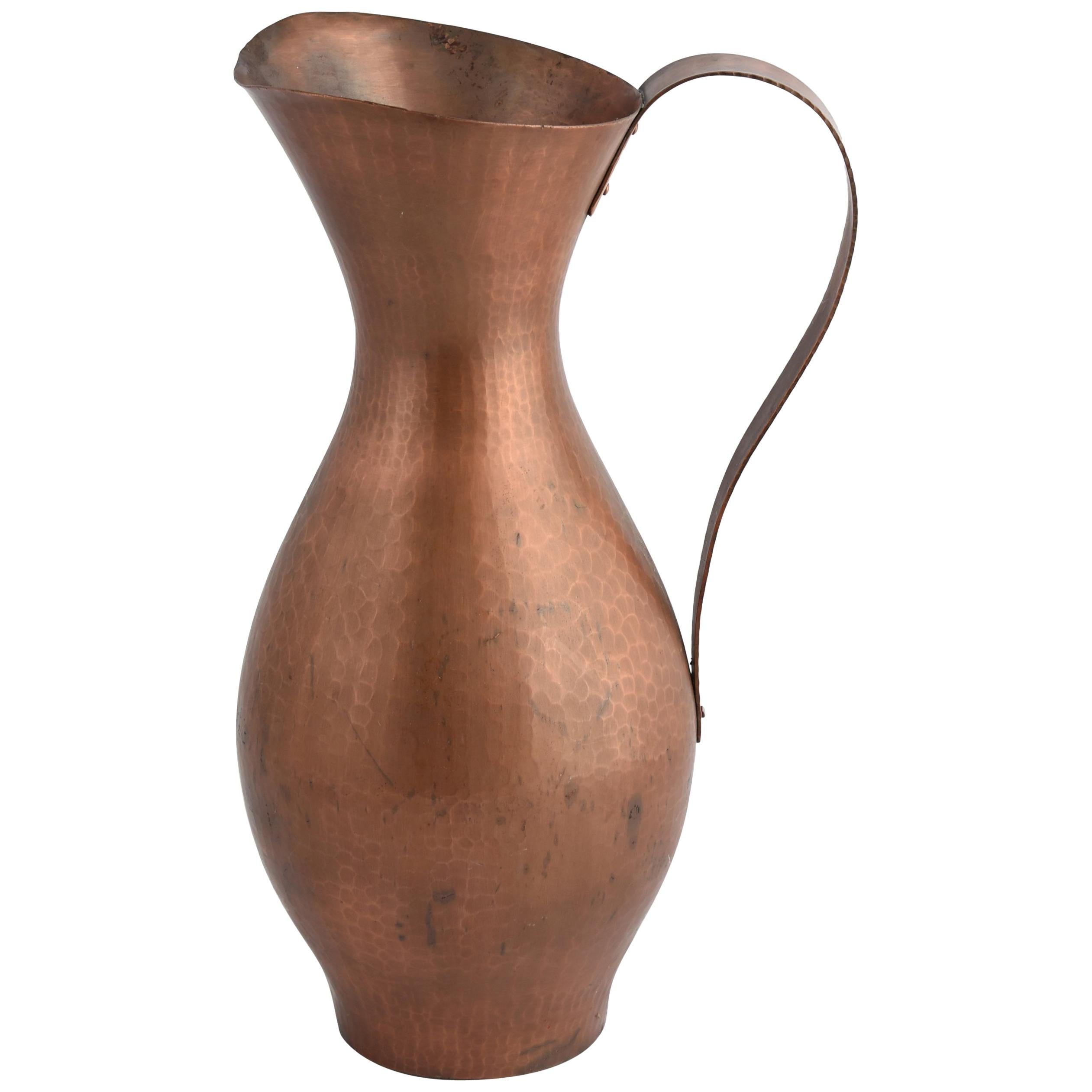Kupferkrug oder Vase mit Henkel von Eugen Zint:: 1960er Jahre