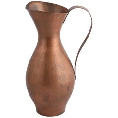 Retro Copper Pitcher or Vase with Handle by Eugen Zint, 1960s