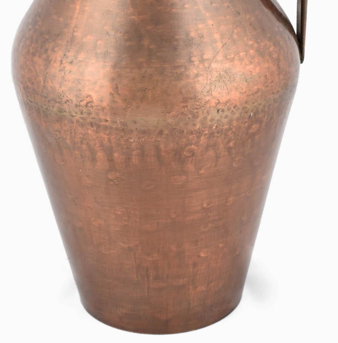 German Vintage Copper Pitcher or Vase with Handle by Harald Buchrucker For Sale