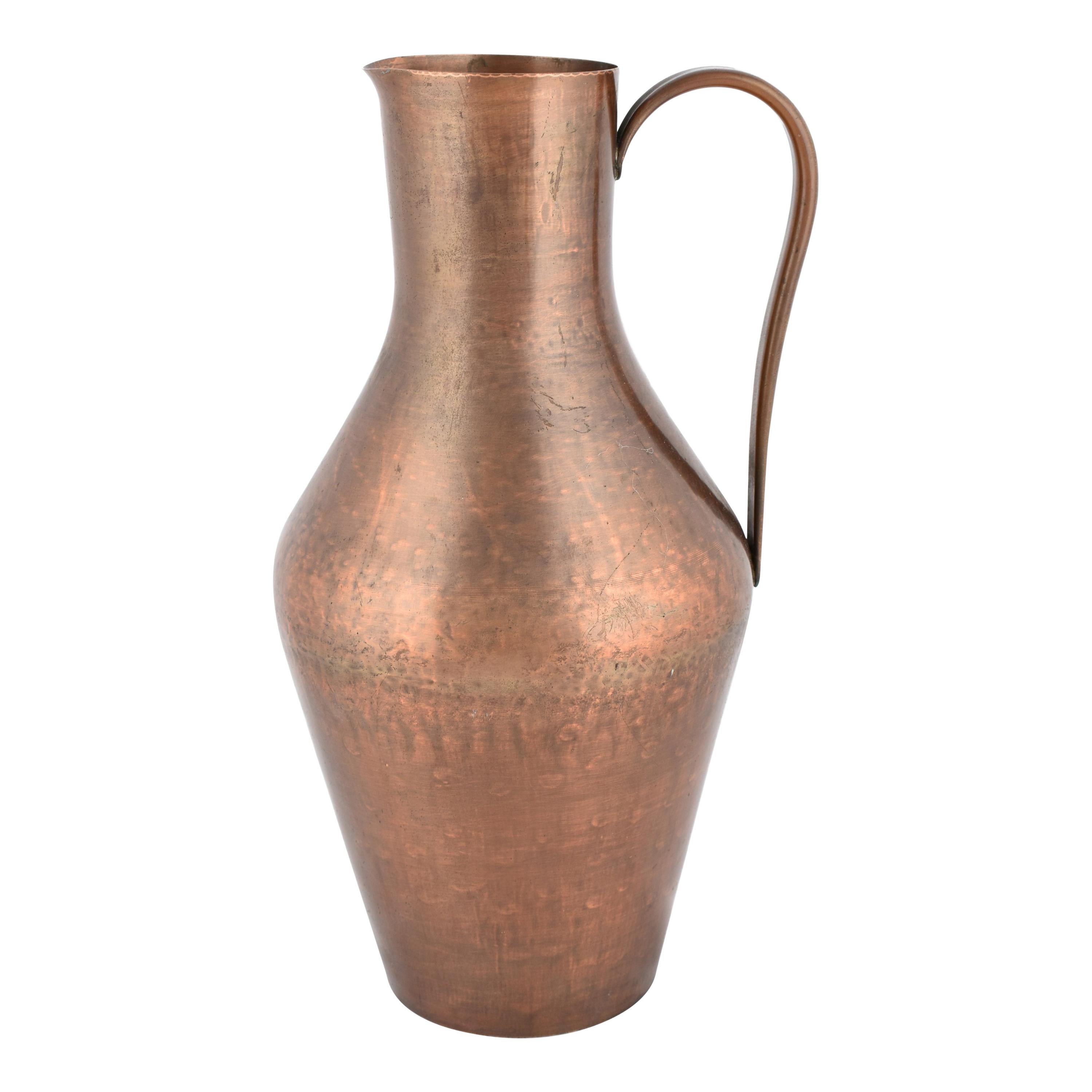 Vintage Copper Pitcher or Vase with Handle by Harald Buchrucker